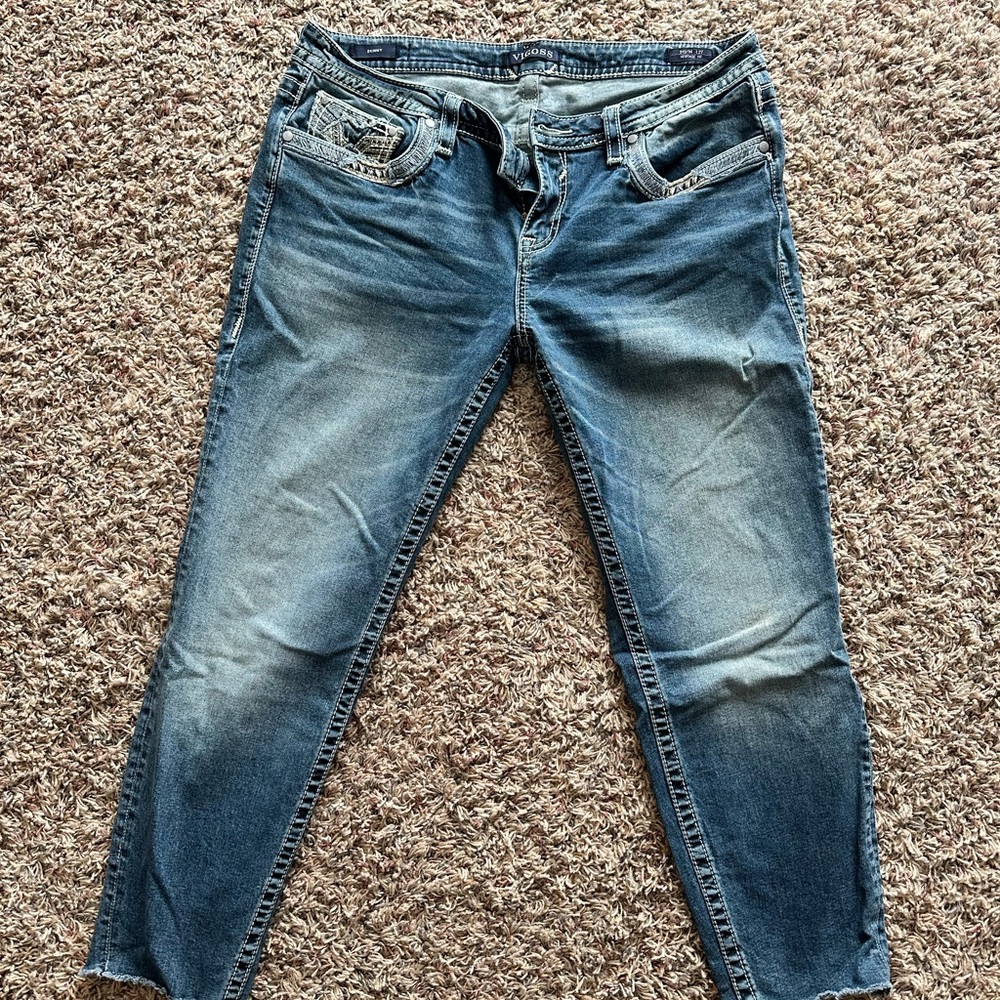 Vigoss Women's Distressed Medium Blue Skinny Jeans